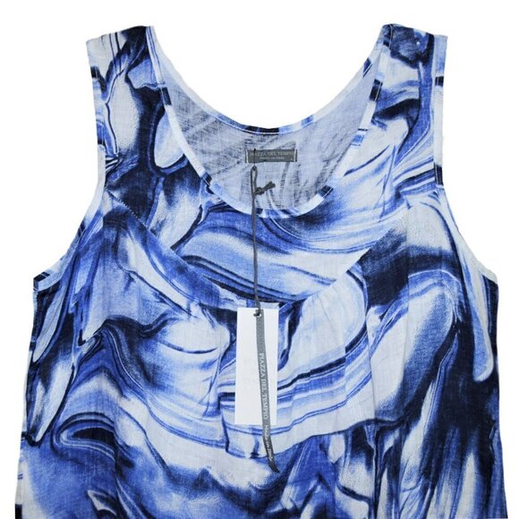 NWT PIAZZA DEL TEMPIO Italian Linen Abstract Print Tiered Blouse Top - Picture 4 of 6